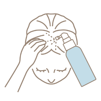 Step.2 頭⽪にスプレー